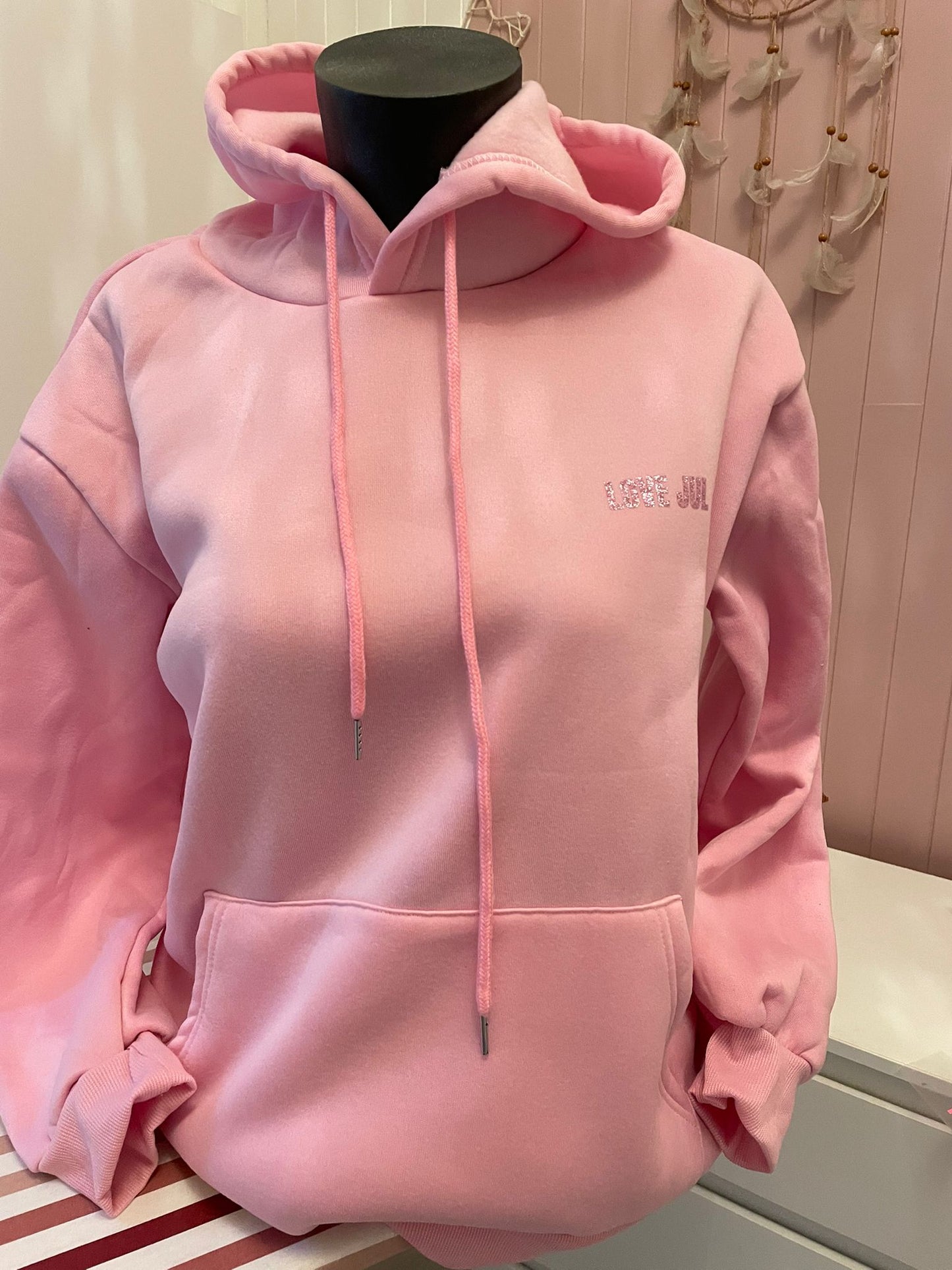 Sweat LOVE jul rose paillettes